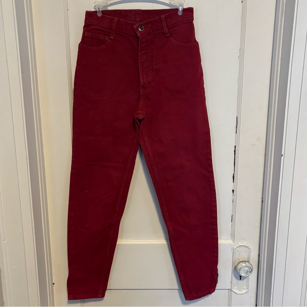 VTG Santana by Parasuco Red High Waist Jeans Ankle Zip 28